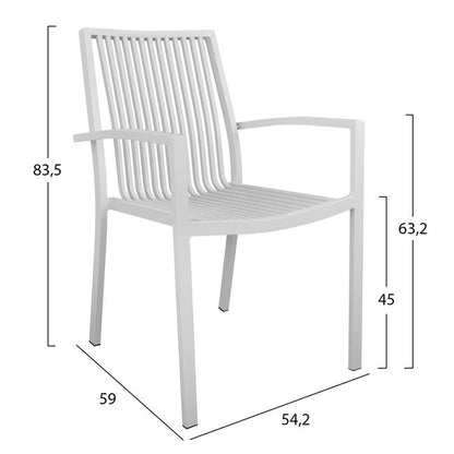 SET OF 5 ALUMINUM PIECES WITH WHITE TABLE 120x80x75.5