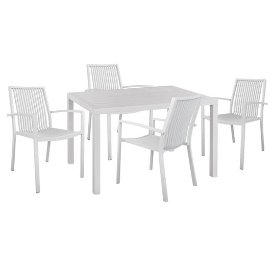 SET OF 5 ALUMINUM PIECES WITH WHITE TABLE 120x80x75.5