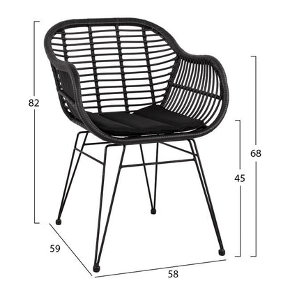 ΣΕΤ 5 ΤΜΧ ALLEGRA WICKER ΜΕ ΤΡΑΠΕΖΙ 140x80x78 ΜΠΕΖ & ΜΑΥΡΟ ΧΡΩΜΑ