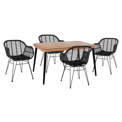 ΣΕΤ 5 ΤΜΧ ALLEGRA WICKER ΜΕ ΤΡΑΠΕΖΙ 140x80x78 ΜΠΕΖ & ΜΑΥΡΟ ΧΡΩΜΑ