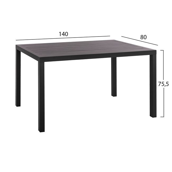 ΣΕΤ 5 ΤΜΧ ΜΕ ΤΡΑΠΕΖΙ 140x80x75,5 ΑΛΟΥΜΙΝΙΟΥ & ΚΑΡΕΚΛΕΣ ΜΕΤΑΛΛΙΚΕΣ ΑΝΘΡΑΚΙ