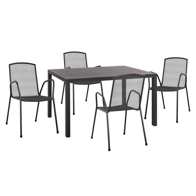 ΣΕΤ 5 ΤΜΧ ΜΕ ΤΡΑΠΕΖΙ 140x80x75,5 ΑΛΟΥΜΙΝΙΟΥ & ΚΑΡΕΚΛΕΣ ΜΕΤΑΛΛΙΚΕΣ ΑΝΘΡΑΚΙ