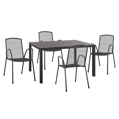 ΣΕΤ 5 ΤΜΧ ΜΕ ΤΡΑΠΕΖΙ 140x80x75,5 ΑΛΟΥΜΙΝΙΟΥ & ΚΑΡΕΚΛΕΣ ΜΕΤΑΛΛΙΚΕΣ ΑΝΘΡΑΚΙ