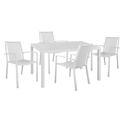 ΣΕΤ 5 ΤΜΧ ΜΕ ΤΡΑΠΕΖΙ 140x80x75,5 & ΚΑΡΕΚΛΕΣ ΑΛΟΥΜΙΝΙΟΥ ΣΕ ΛΕΥΚΟ ΧΡΩΜΑ