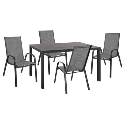 ΣΕΤ 5 ΤΜΧ ΤΡΑΠΕΖΙ ΑΛΟΥΜΙΝΙΟΥ 140x80x75,5 & 4 ΠΟΛΥΘΡΟΝΕΣ LEON ΜΕΤΑΛΛΙΚΕΣ ΓΚΡΙ