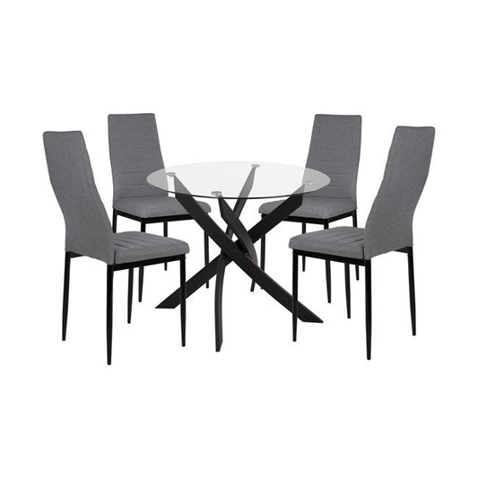 SET 5 PCS TABLE BLACK & CHAIRS LADY GREY COLOR METALLIC 42.5x53x95