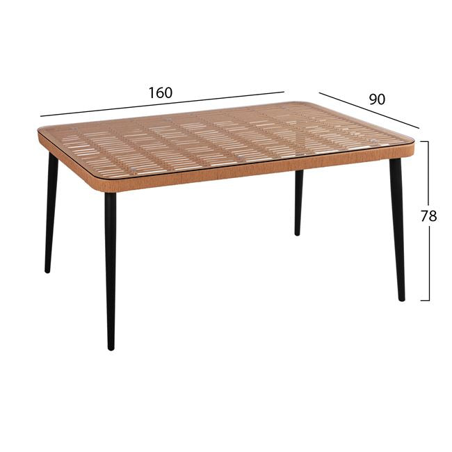 ΣΕΤ 7 ΤΜΧ ALLEGRA WICKER ΜΕ ΤΡΑΠΕΖΙ 160x90x78 ΜΠΕΖ & ΜΑΥΡΟ ΧΡΩΜΑ