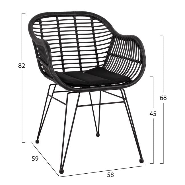 ΣΕΤ 7 ΤΜΧ ALLEGRA WICKER ΜΕ ΤΡΑΠΕΖΙ 160x90x78 ΜΠΕΖ & ΜΑΥΡΟ ΧΡΩΜΑ