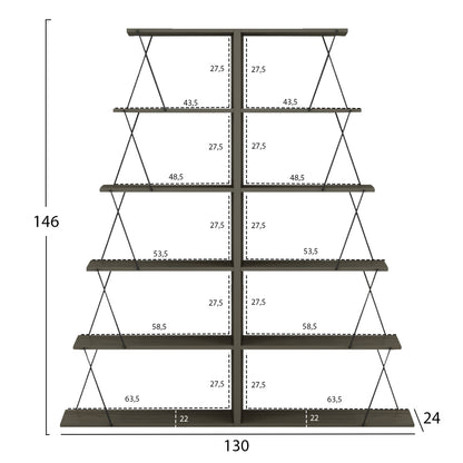 SET OF 2 MINI TARS BOOKCASES MELAMINE OLIVE GREY BLACK BARS 65x24x146 (x2)
