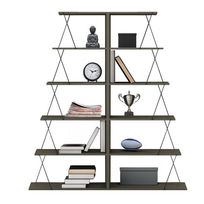 SET OF 2 MINI TARS BOOKCASES MELAMINE OLIVE GREY BLACK BARS 65x24x146 (x2)