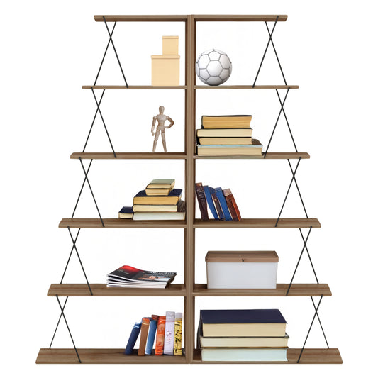SET OF 2 MINI TARS BOOKCASES MELAMINE NATURAL OAK BLACK 65x24x146 (x2)