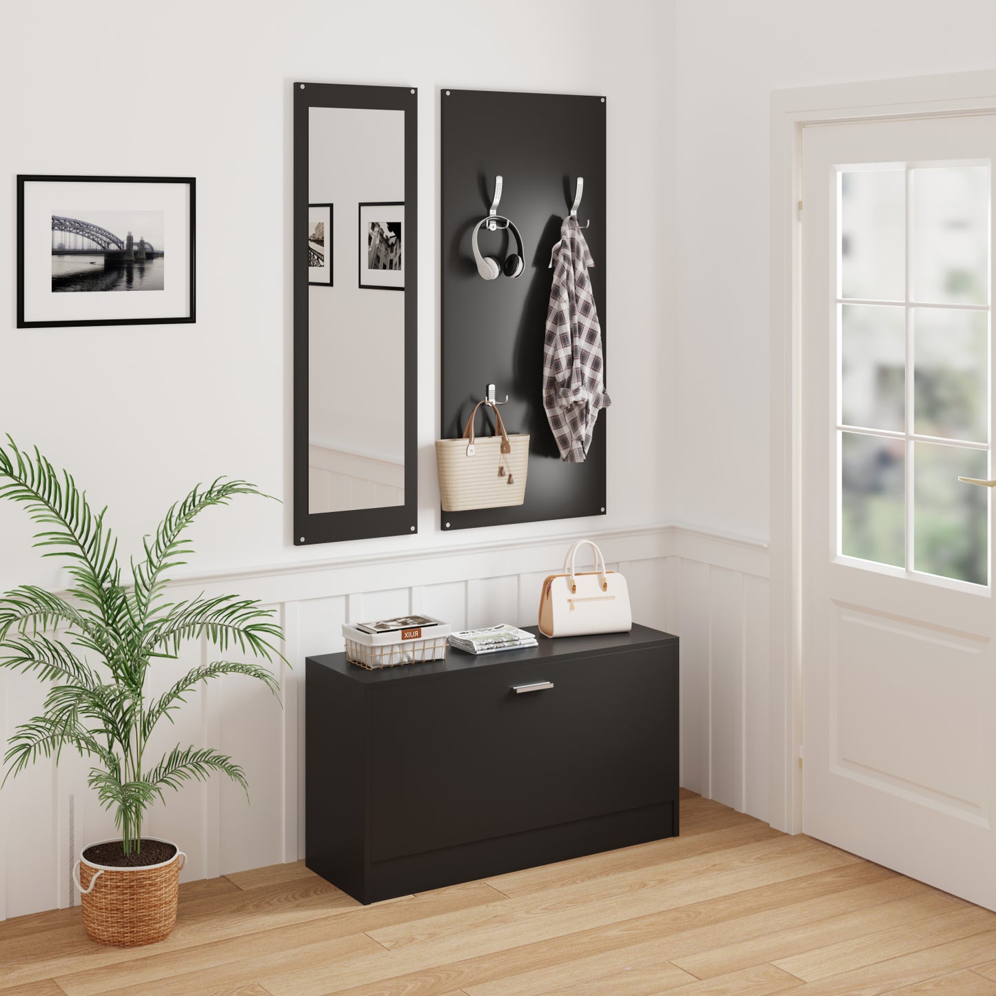 ΣΕΤ ΕΙΣΟΔΟΥ ΜΕ ΚΑΘΡΕΠΤΗ VERN ΜΕΛΑΜΙΝΗ ΣΕ WENGE 80x27x175