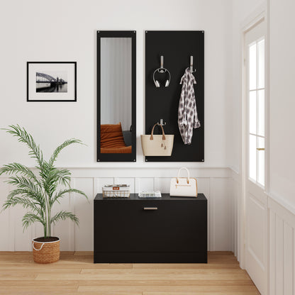 ΣΕΤ ΕΙΣΟΔΟΥ ΜΕ ΚΑΘΡΕΠΤΗ VERN ΜΕΛΑΜΙΝΗ ΣΕ WENGE 80x27x175