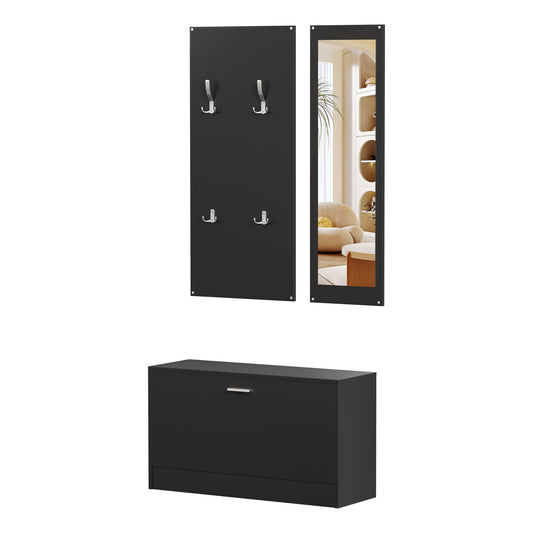 ΣΕΤ ΕΙΣΟΔΟΥ ΜΕ ΚΑΘΡΕΠΤΗ VERN ΜΕΛΑΜΙΝΗ ΣΕ WENGE 80x27x175