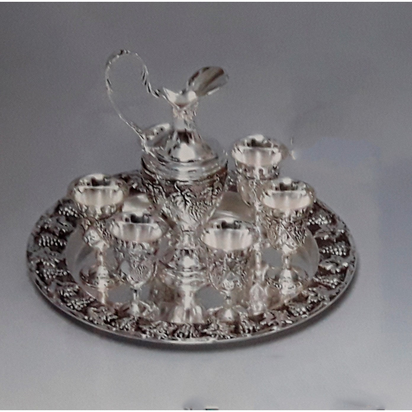 Επάργυρα Ποτήρια Λικέρ με Κανατάκι και Δίσκο Σετ 8 Τεμ