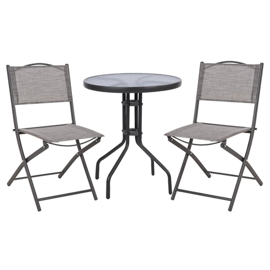 OUTDOOR SET 3 PCS LIMA TABLE & 2 FOLDING CHAIRS GREY