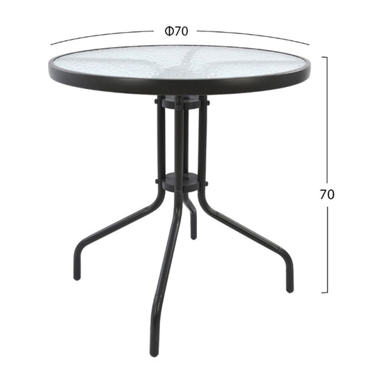 OUTDOOR SET 3 PCS GREY METAL TEMPERED GLASS GREY TEXTILENE