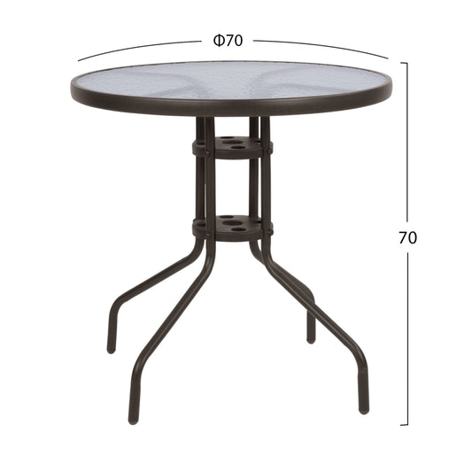OUTDOOR SET 3 PCS BROWN METAL SAFETY GLASS BROWN TEXTILENE