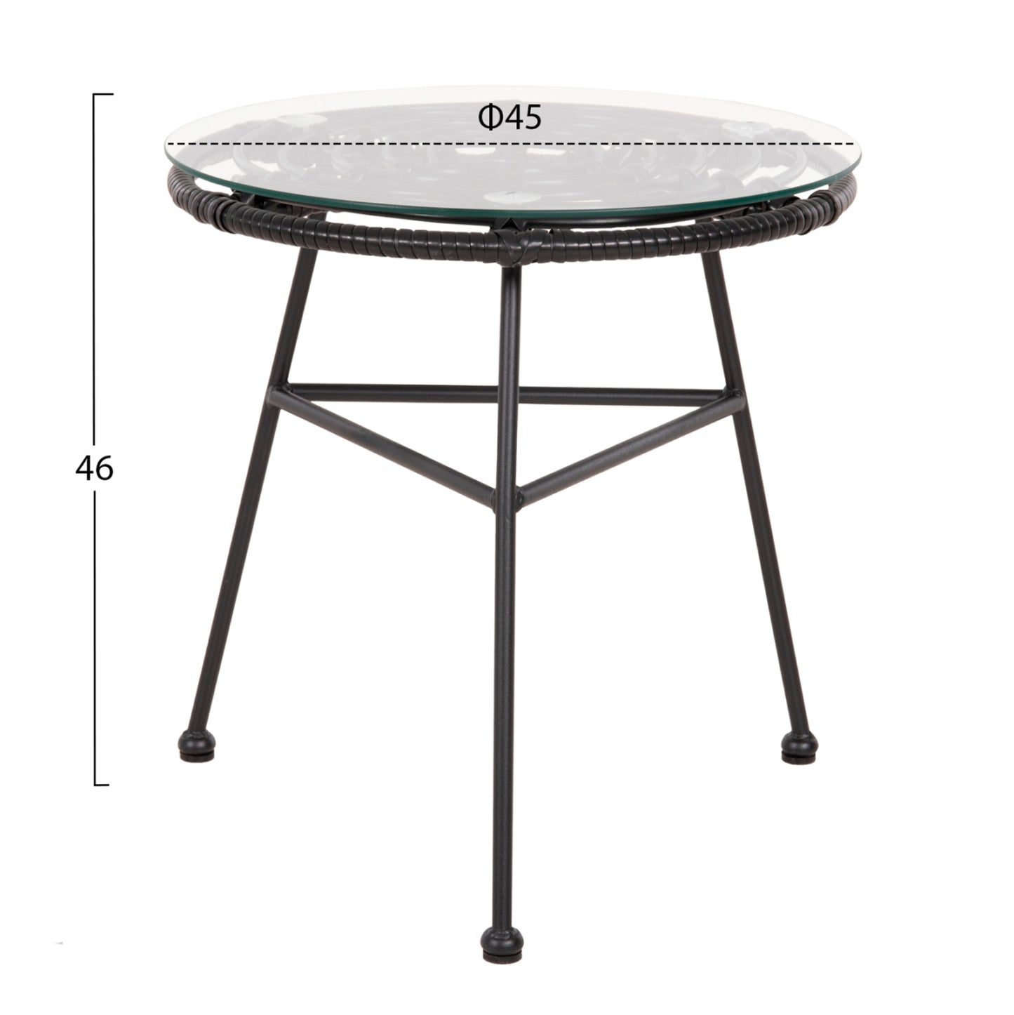 ALLEGRA OUTDOOR SET 3 PCS BLACK SYNTHETIC RATTAN & METAL