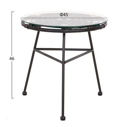 ALLEGRA OUTDOOR SET 3 PCS BLACK SYNTHETIC RATTAN & METAL