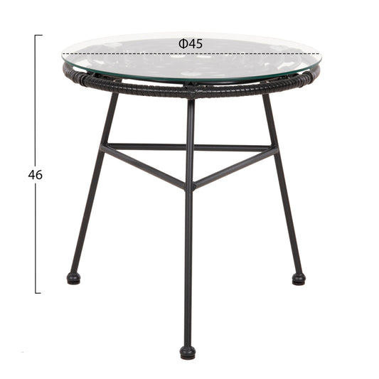 ALLEGRA OUTDOOR SET 3 PCS BLACK SYNTHETIC RATTAN & METAL