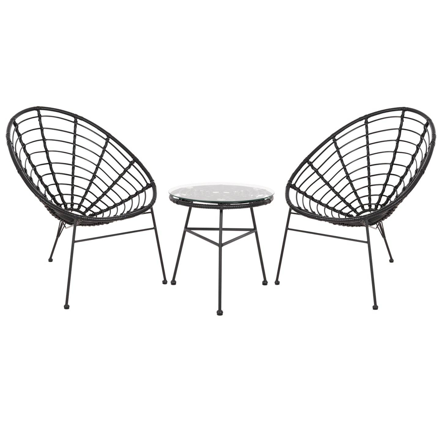 ALLEGRA OUTDOOR SET 3 PCS BLACK SYNTHETIC RATTAN & METAL