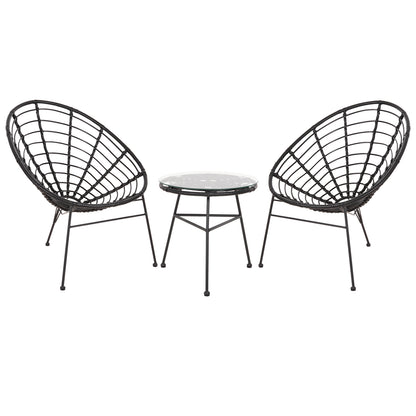 ALLEGRA OUTDOOR SET 3 PCS BLACK SYNTHETIC RATTAN & METAL
