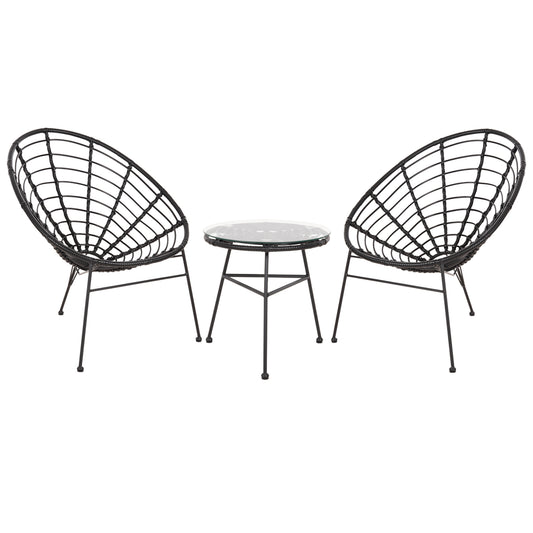 ALLEGRA OUTDOOR SET 3 PCS BLACK SYNTHETIC RATTAN & METAL