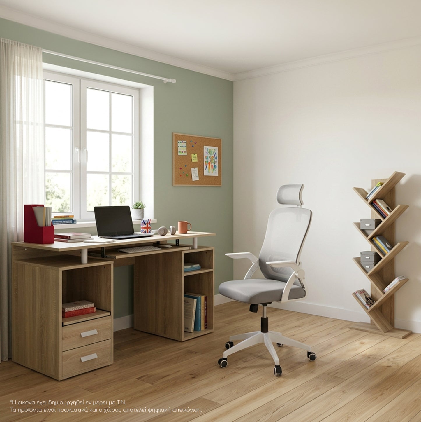 STUDENT SET 3 PCS DESK+BOOKCASE+OFFICE CHAIR SONAMA/WHITE