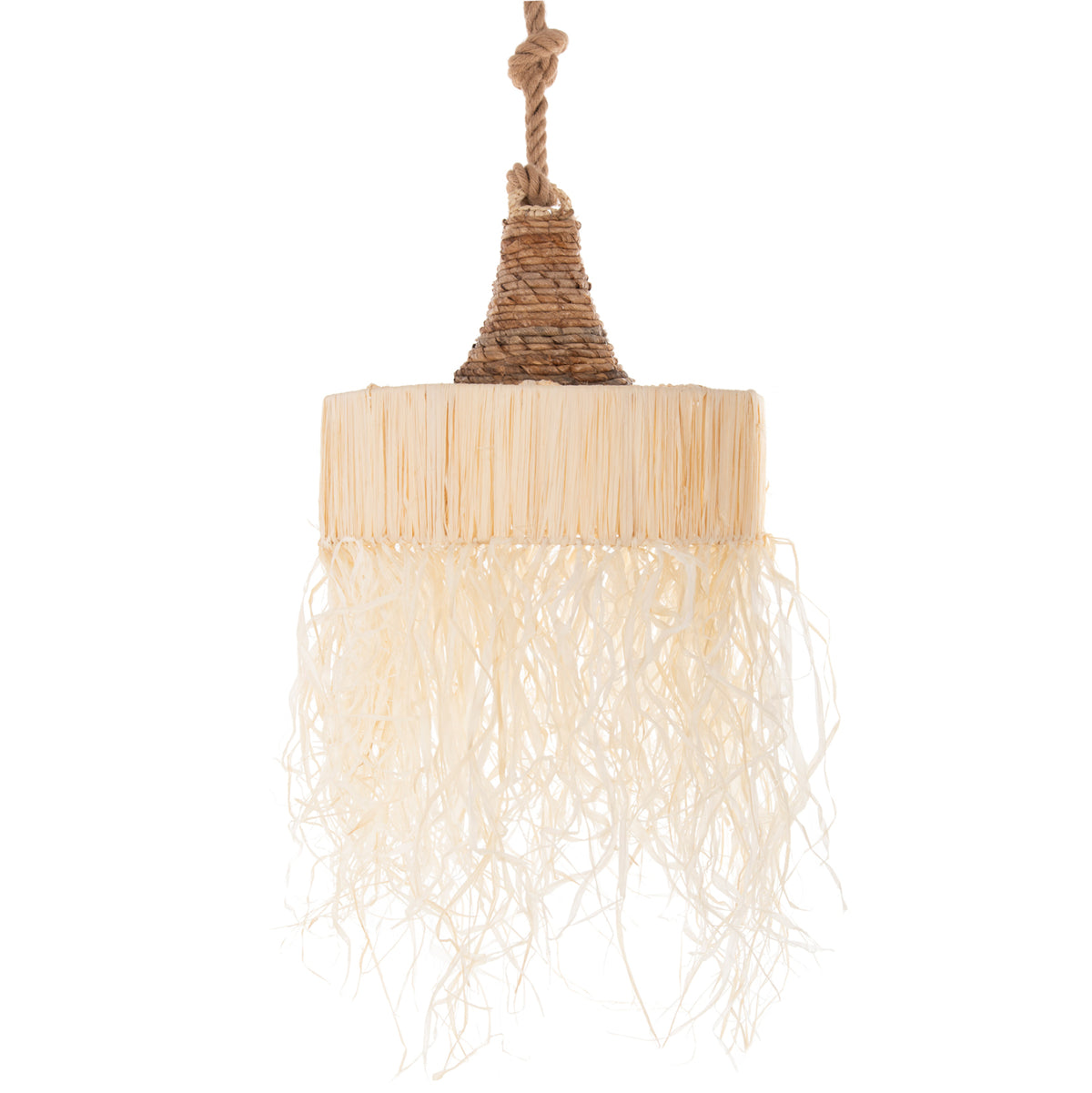 PENDANT CEILING LIGHT SET WITH ROPE AND PALM FIBERS D41x155