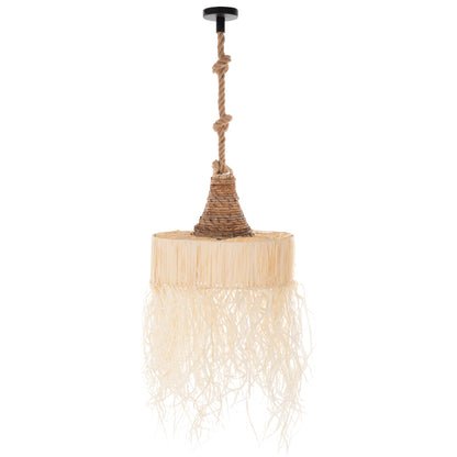 PENDANT CEILING LIGHT SET WITH ROPE AND PALM FIBERS D41x155