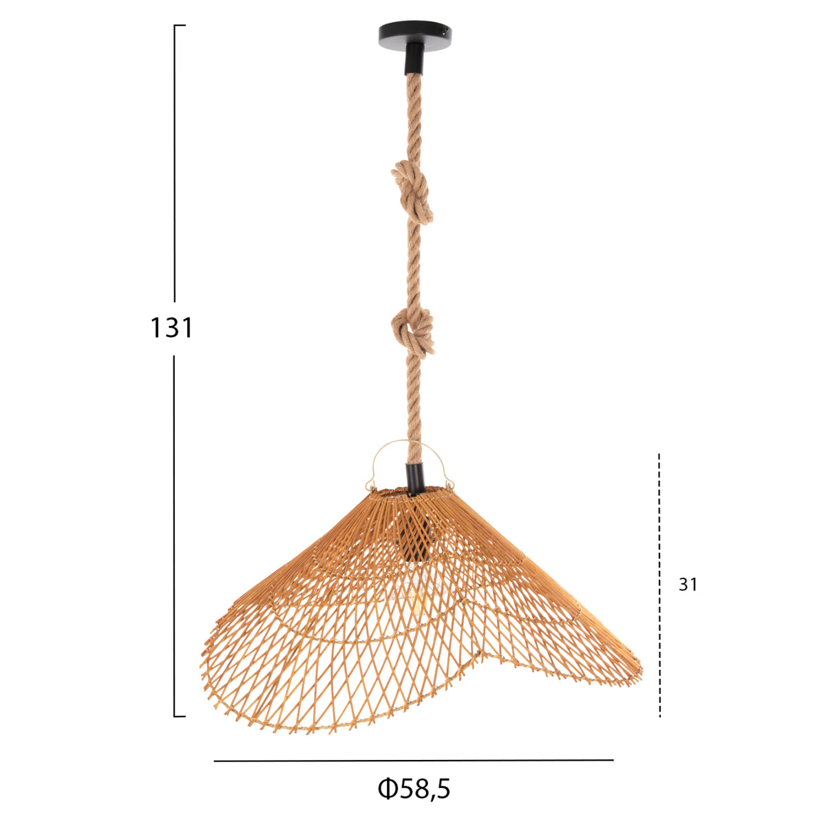 PENDANT LIGHT SET ROPE AND NATURAL RATTAN Φ58.5x131
