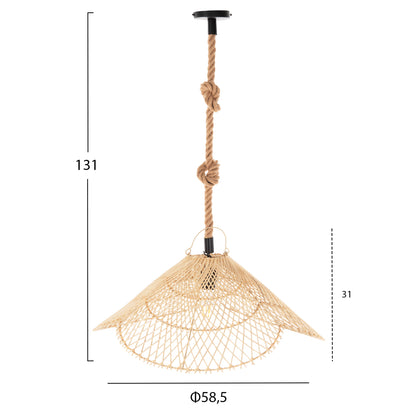 CEILING LIGHT SET, ROPE PENDANT AND NATURAL RATTAN, D58.5x131