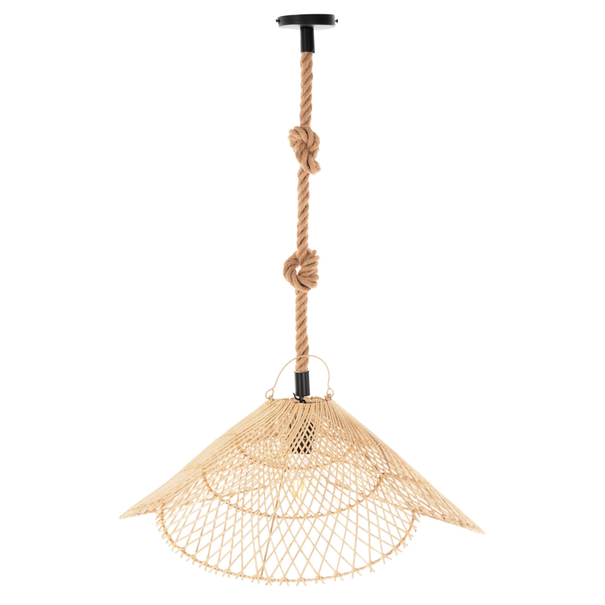 CEILING LIGHT SET, ROPE PENDANT AND NATURAL RATTAN, D58.5x131