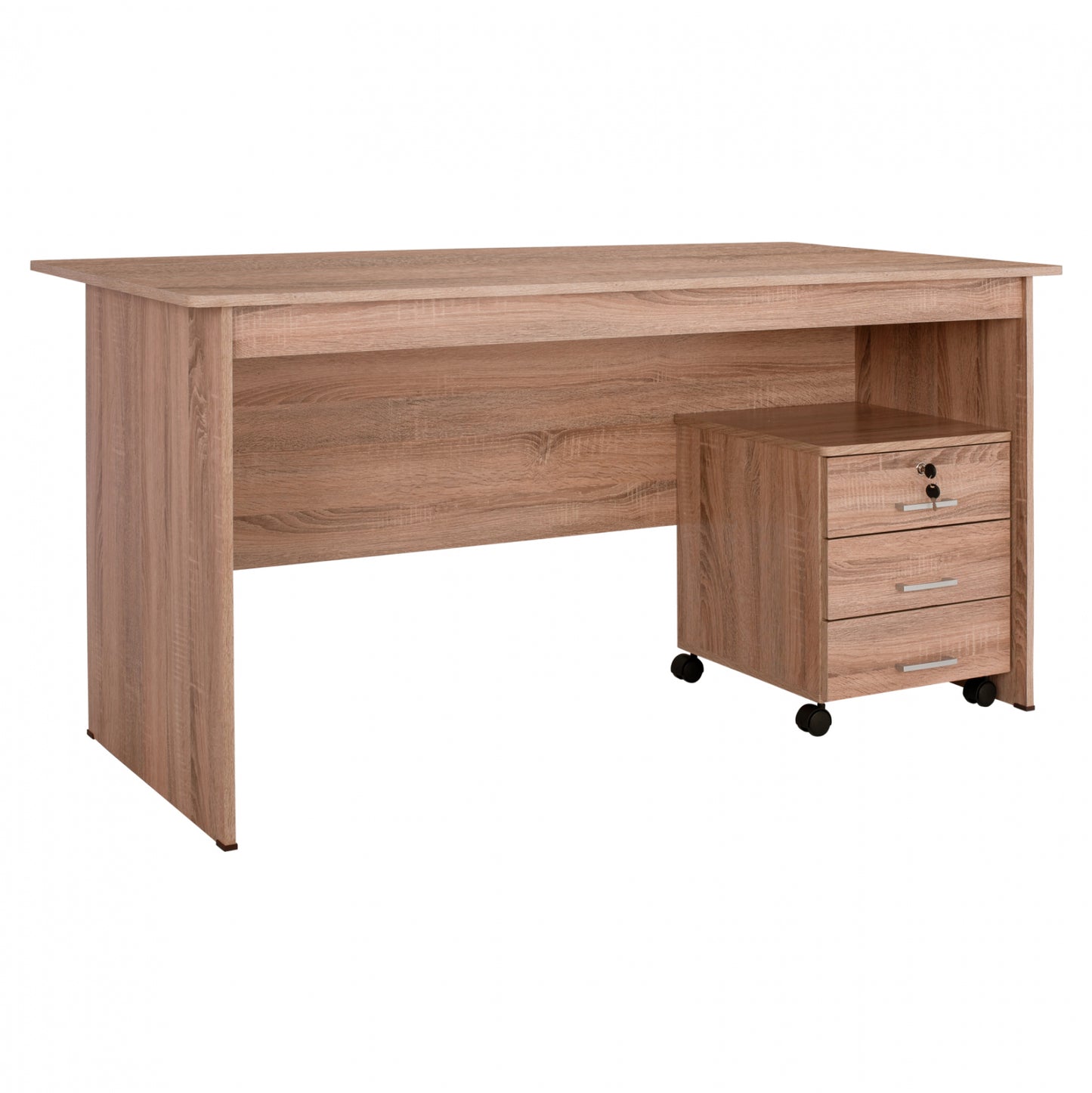 OFFICE SET 2 PCS DESK & DRAWER UNIT IN SONAMA COLOUR