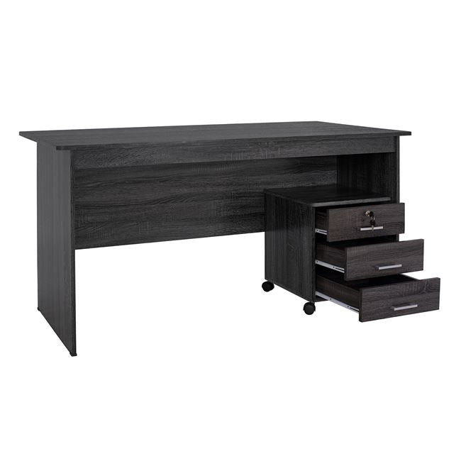 2PC OFFICE SET DESK & DRAWER UNIT ANTHRACITE COLOR