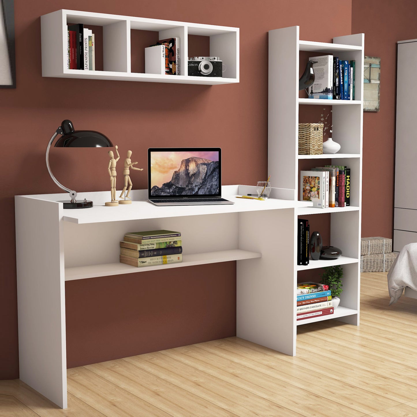 3 PC OFFICE SET MELAMINE IN WHITE