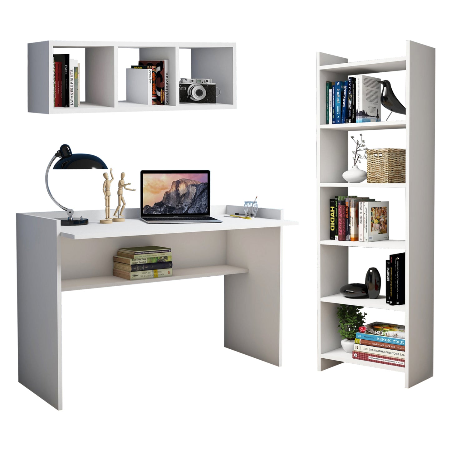 3 PC OFFICE SET MELAMINE IN WHITE