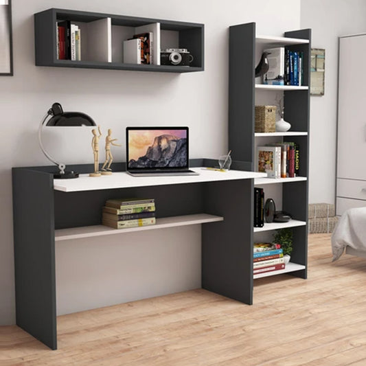 3 PCS OFFICE SET MELAMINE IN GREY AND WHITE COLOR