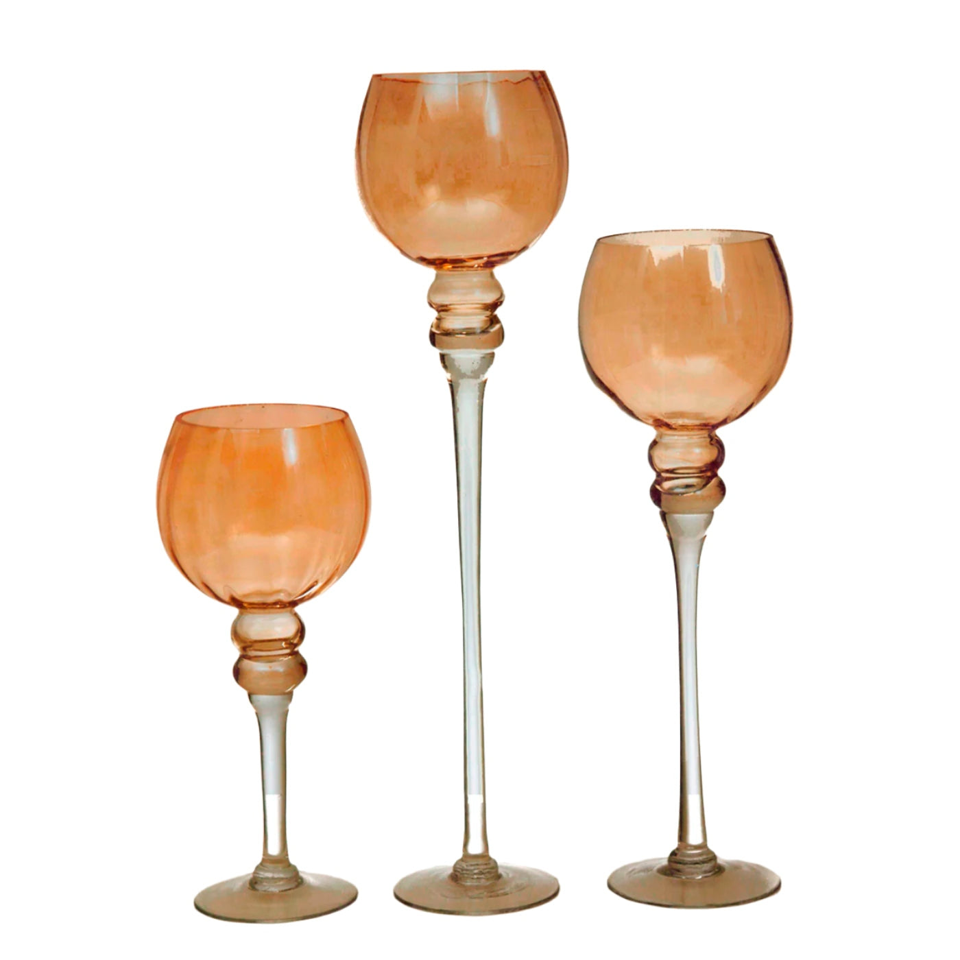 Σετ Κηροπήγια Γυάλινα Διακοσμητικά 3 Τεμαχίων