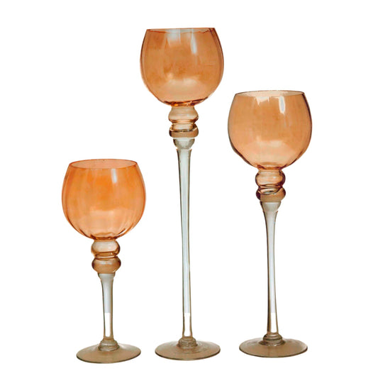 Σετ Κηροπήγια Γυάλινα Διακοσμητικά 3 Τεμαχίων