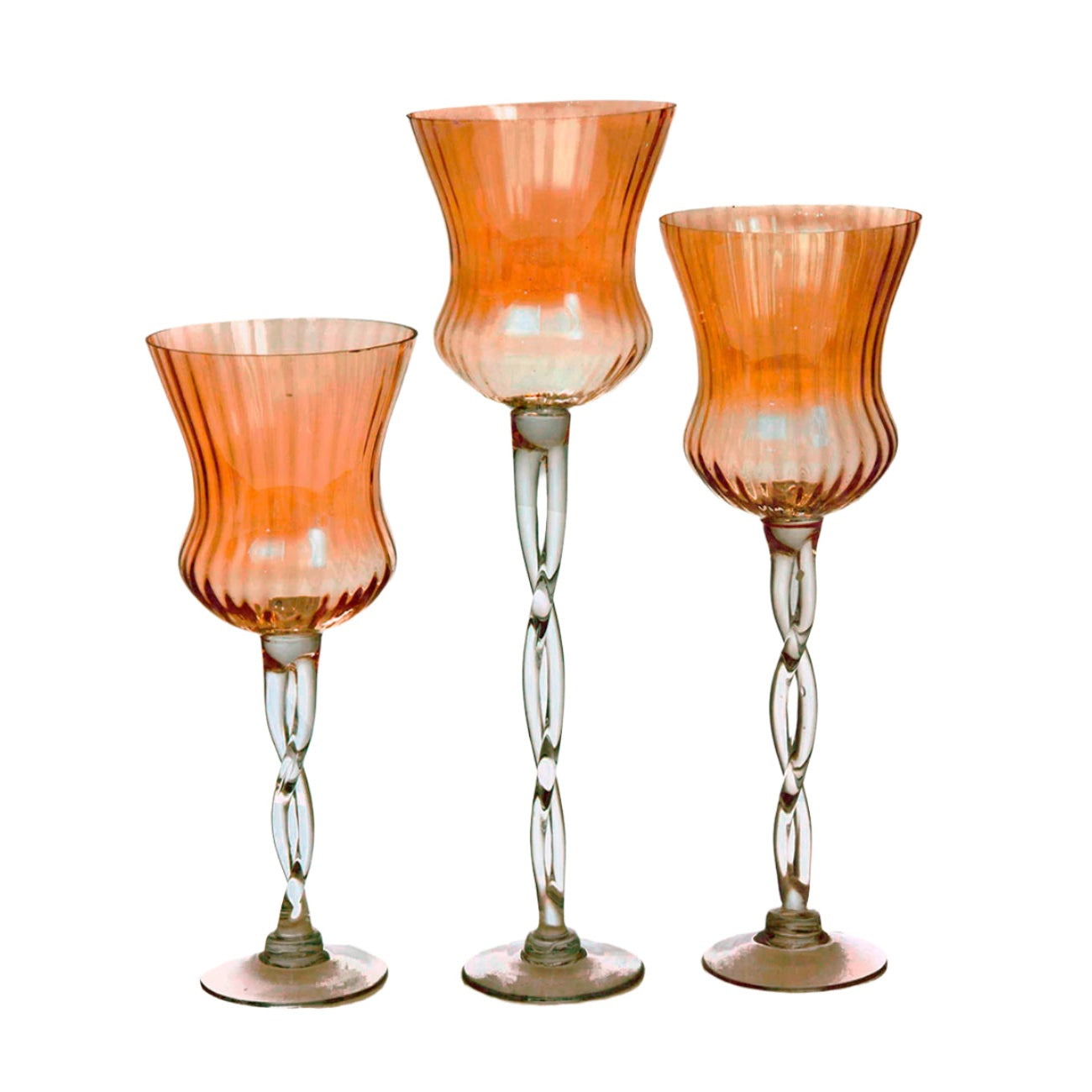 Σετ Κηροπήγια Γυάλινα Διακοσμητικά 3 Τεμαχίων