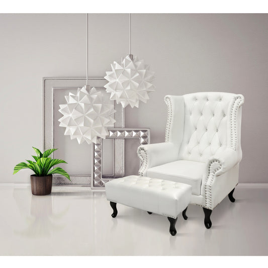 ARMCHAIR SET BERGERE POLINA WITH FOOTSTOOL EMMA MATTE WHITE