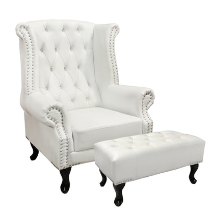 ARMCHAIR SET BERGERE POLINA WITH FOOTSTOOL EMMA MATTE WHITE