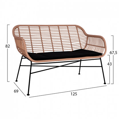ΣΕΤ ΣΑΛΟΝΙ 4 ΤΜΧ ALLEGRA ΜΕΤΑΛΛΟ & WICKER ΣΕ ΜΠΕΖ ΧΡΩΜΑ