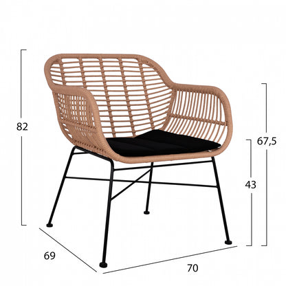 ΣΕΤ ΣΑΛΟΝΙ 4 ΤΜΧ ALLEGRA ΜΕΤΑΛΛΟ & WICKER ΣΕ ΜΠΕΖ ΧΡΩΜΑ