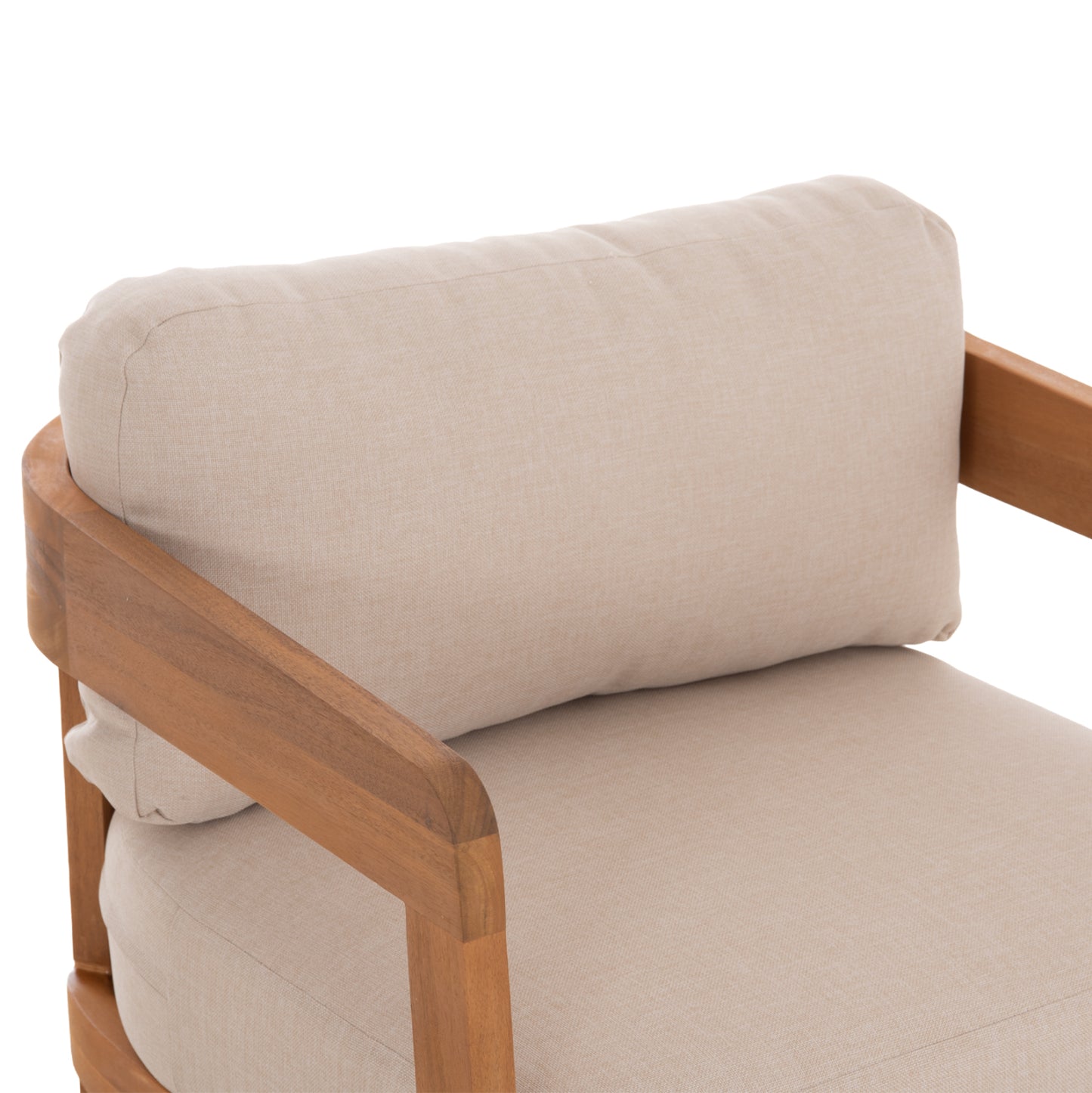 4 PC LIVING ROOM SET SOLARA ACACIA WOOD POLYESTER CUSHION COVERS ECRU