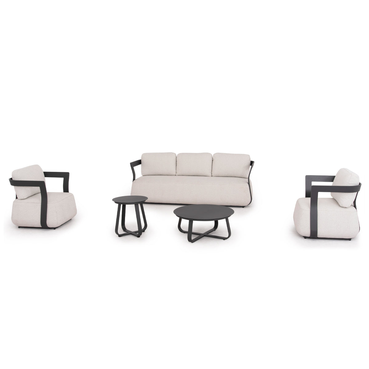 PACIFIC 5-PIECE OUTDOOR LIVING SET DARK GREY ALUMINUM CREAM FABRIC