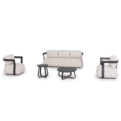 PACIFIC 5-PIECE OUTDOOR LIVING SET DARK GREY ALUMINUM CREAM FABRIC