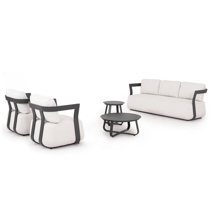 PACIFIC 5-PIECE OUTDOOR LIVING SET DARK GREY ALUMINUM CREAM FABRIC